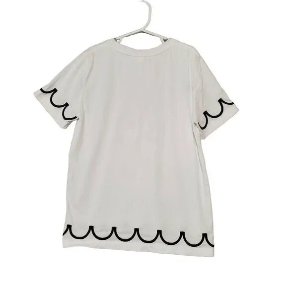 BURBERRY Girl's Fiona Embroidered Patch Face Logo White Short Sleeve Shirt 10Y